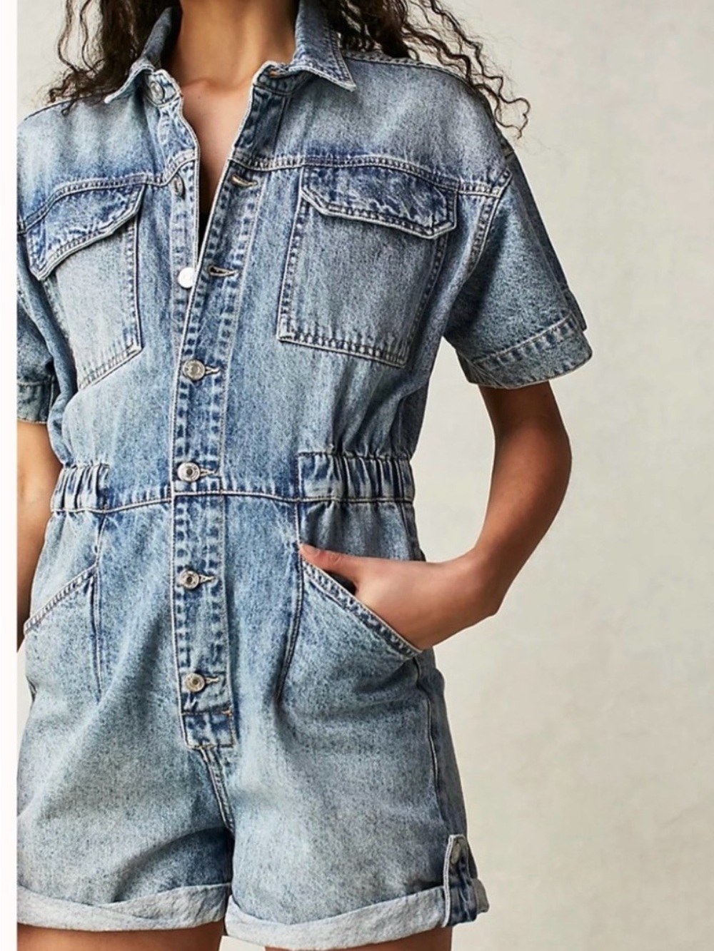 We The Free- Free People Marci Denim Romper Size Small